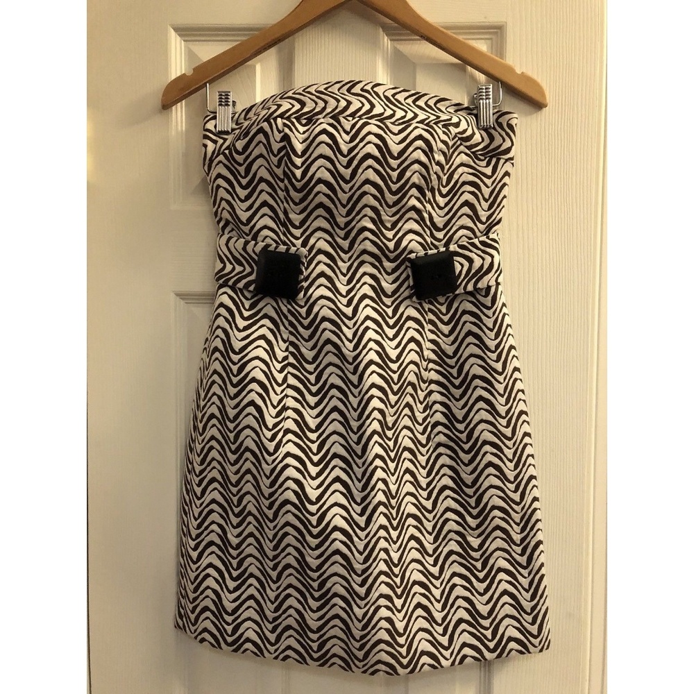 Milly Brown & White Print Strapless Dress Size 2